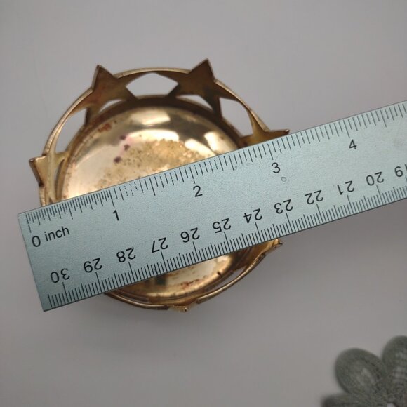 Vintage Lot of 3 Christmas Brass Votive Pillar Candle Holders, Tree Star Wreath - Picture 14 of 17